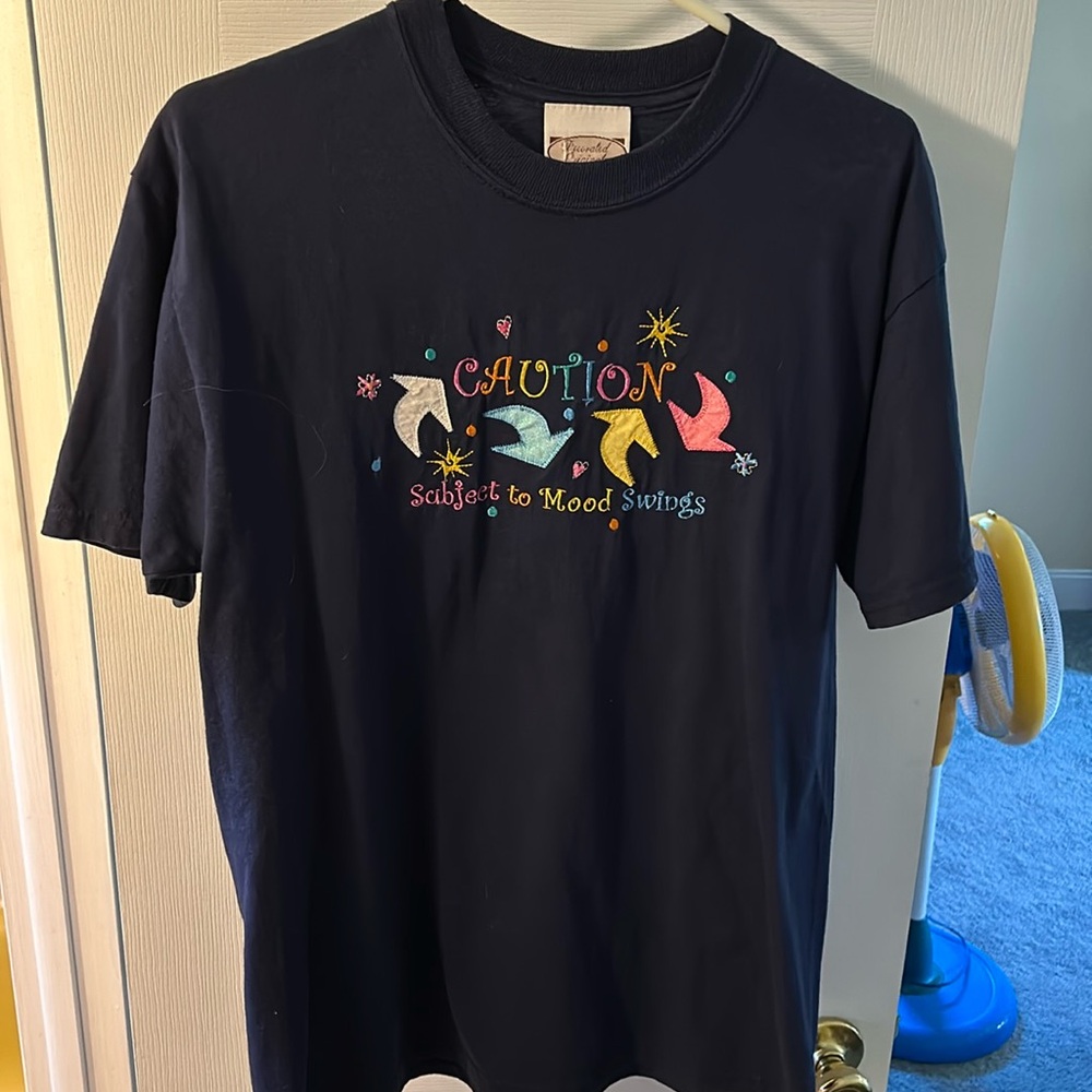 Women’s size large navy blue novelty T-shirt